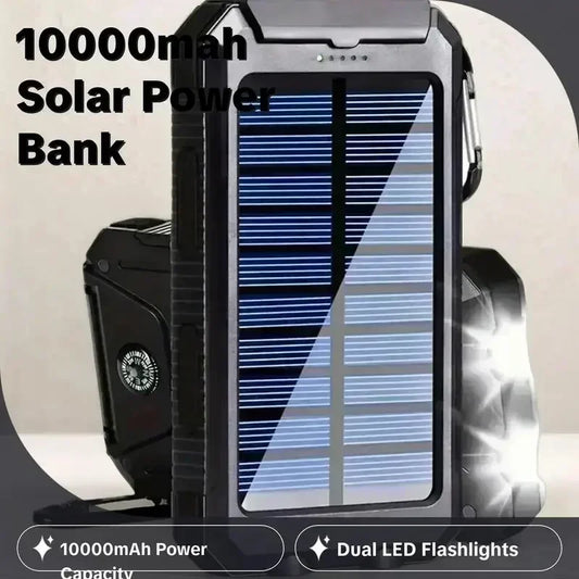 Outdoor Power Non-Stop: 10000mAh Solar Power Bank | QC3.0 Fast Charge, Bright Flashlight & Waterproof Build