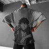 Men's Summer Anime Solid Color T-Shirt, Sporty and Casual Versatile Fashion T-Shirt, Trendy New Short-Sleeve