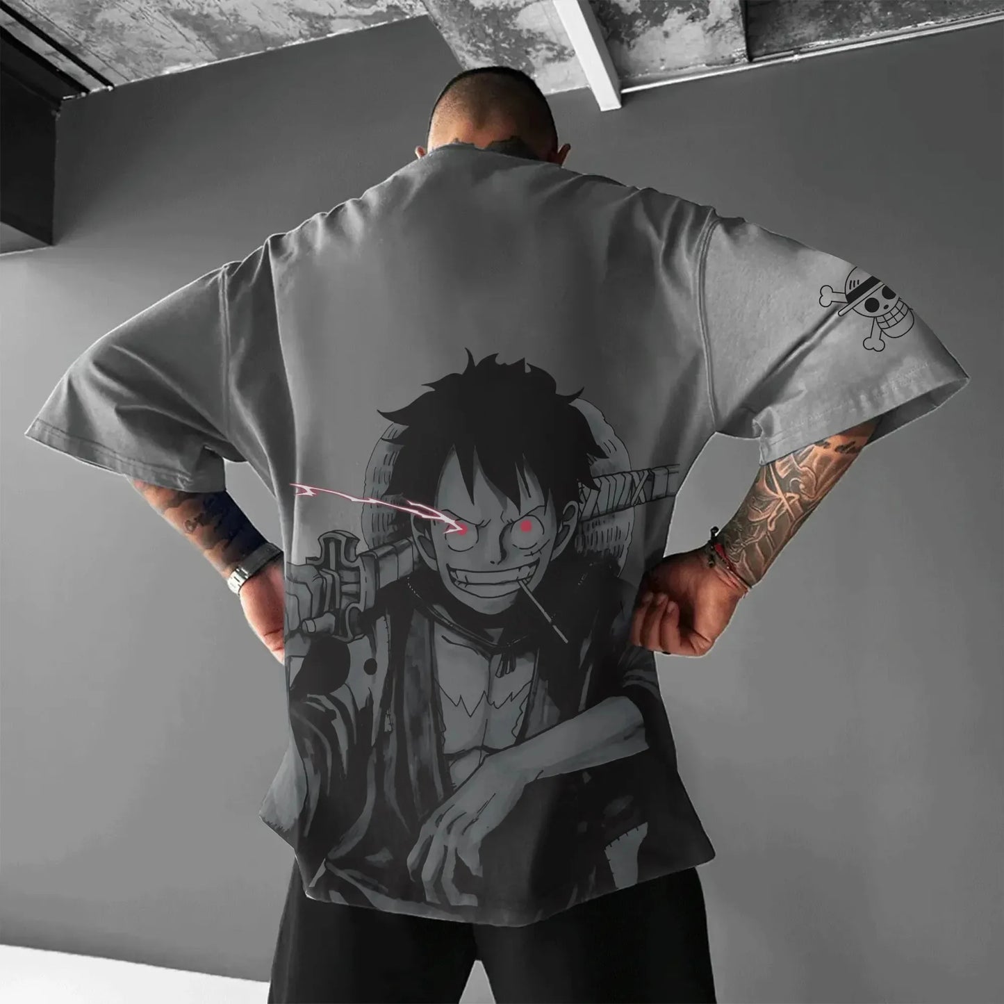 Men's Summer Anime Solid Color T-Shirt, Sporty and Casual Versatile Fashion T-Shirt, Trendy New Short-Sleeve