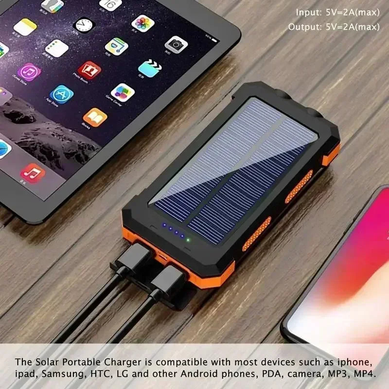 Outdoor Power Non-Stop: 10000mAh Solar Power Bank | QC3.0 Fast Charge, Bright Flashlight & Waterproof Build