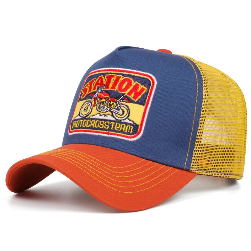 New Hot Sale Unisex Sun Hat Hip Hop Mesh Trucker Hat Classic Pattern Breathable Summer Baseball CapStreetwear Cap for Men Women