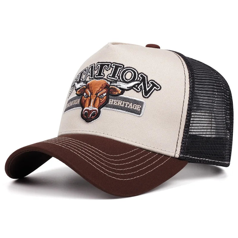 New Hot Sale Unisex Sun Hat Hip Hop Mesh Trucker Hat Classic Pattern Breathable Summer Baseball CapStreetwear Cap for Men Women