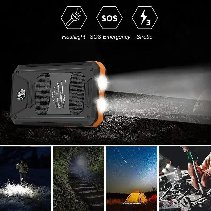 Outdoor Power Non-Stop: 10000mAh Solar Power Bank | QC3.0 Fast Charge, Bright Flashlight & Waterproof Build