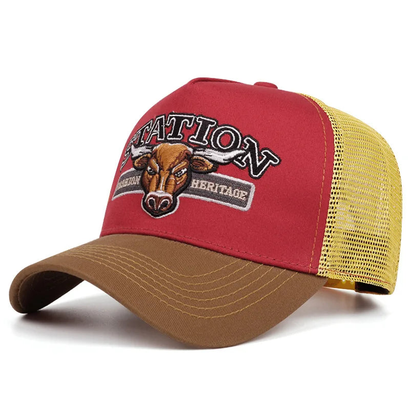 New Hot Sale Unisex Sun Hat Hip Hop Mesh Trucker Hat Classic Pattern Breathable Summer Baseball CapStreetwear Cap for Men Women