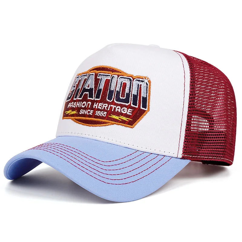 New Hot Sale Unisex Sun Hat Hip Hop Mesh Trucker Hat Classic Pattern Breathable Summer Baseball CapStreetwear Cap for Men Women
