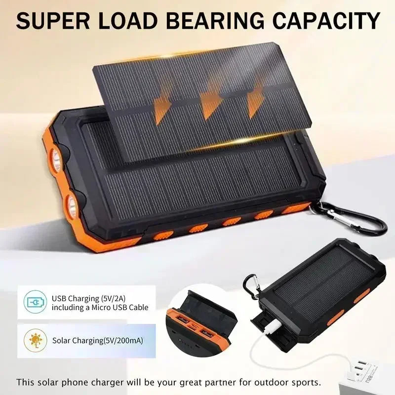 Outdoor Power Non-Stop: 10000mAh Solar Power Bank | QC3.0 Fast Charge, Bright Flashlight & Waterproof Build