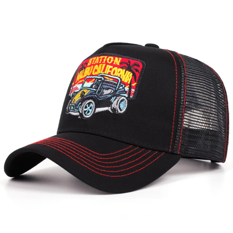 New Hot Sale Unisex Sun Hat Hip Hop Mesh Trucker Hat Classic Pattern Breathable Summer Baseball CapStreetwear Cap for Men Women
