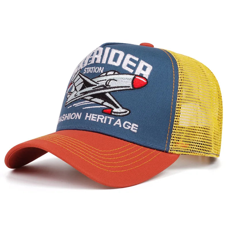 New Hot Sale Unisex Sun Hat Hip Hop Mesh Trucker Hat Classic Pattern Breathable Summer Baseball CapStreetwear Cap for Men Women