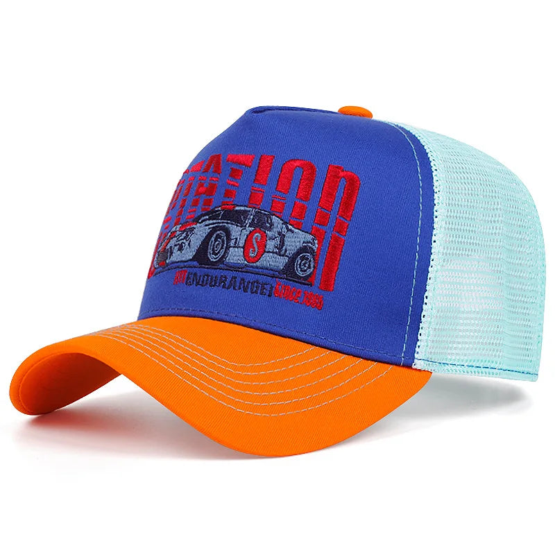 New Hot Sale Unisex Sun Hat Hip Hop Mesh Trucker Hat Classic Pattern Breathable Summer Baseball CapStreetwear Cap for Men Women