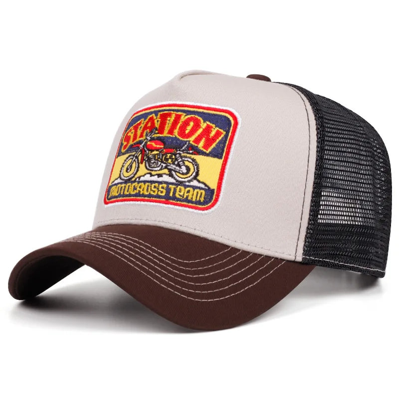 New Hot Sale Unisex Sun Hat Hip Hop Mesh Trucker Hat Classic Pattern Breathable Summer Baseball CapStreetwear Cap for Men Women