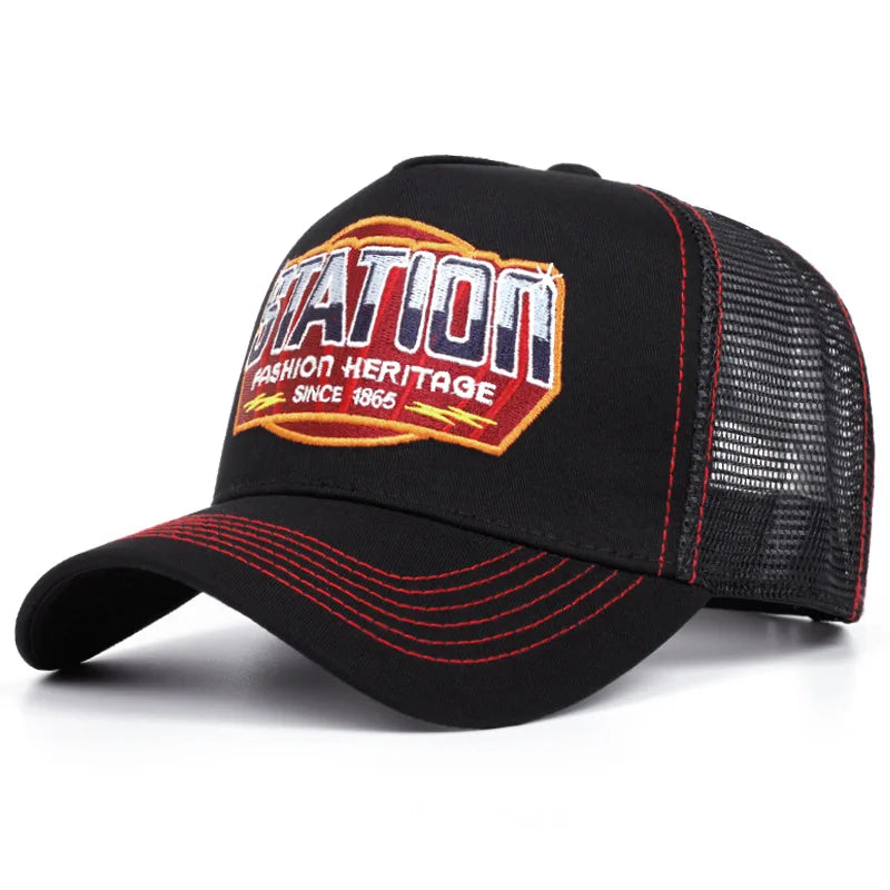 New Hot Sale Unisex Sun Hat Hip Hop Mesh Trucker Hat Classic Pattern Breathable Summer Baseball CapStreetwear Cap for Men Women